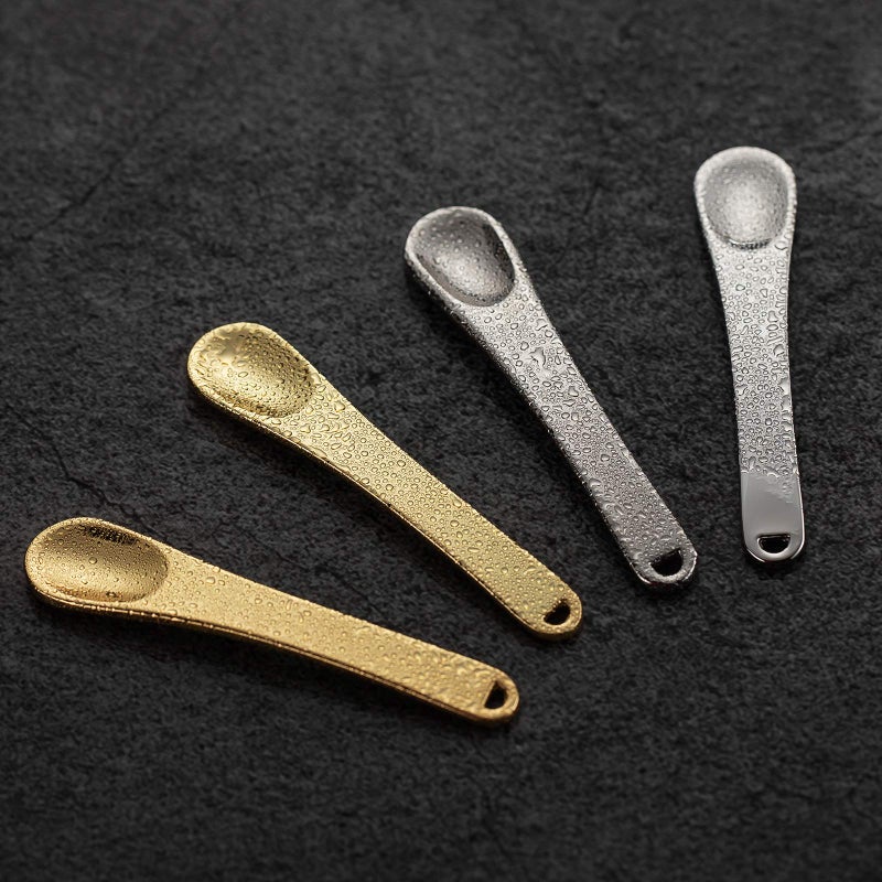 LISAPACK 4 Pack Metal Makeup Spatula, Mini Spoon, Beauty Scoop for Facial Cosmetic, Face Mask (Silver & Gold) - Image 2